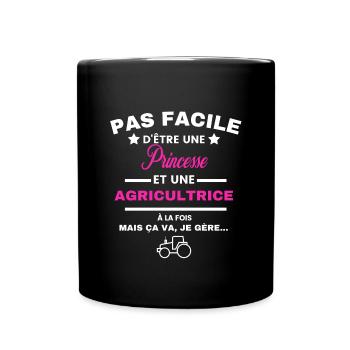 pas facile d'être agricultrice et Princesse - Mug uni - noir - Devant