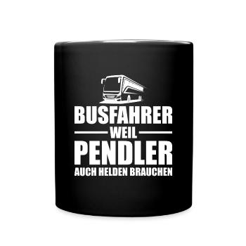 Bus Linienbus Schulbus Busfahrer Geschenk - Tasse einfarbig - Schwarz - Vorne