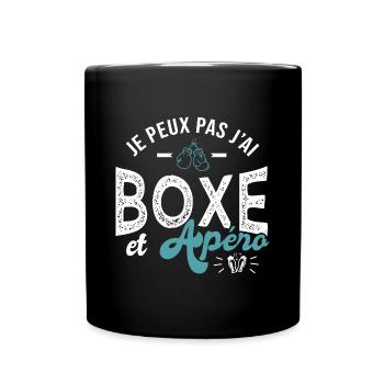 je peux pas j ai boxe et apéro Humour boxe - Mug uni - noir - Devant
