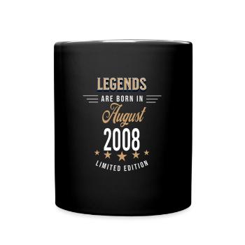 Legends are born in August 2008 - Full Colour Mug - black - Front