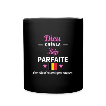 dieu créa la parfaite humour Belge - Mug uni - noir - Devant