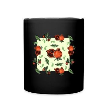 Retro Vintage Grunge Style Pomegranate - Full Colour Mug - black - Front