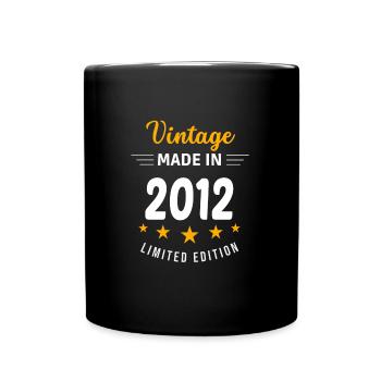 Jahrgang 2012 - Tasse einfarbig - Schwarz - Vorne