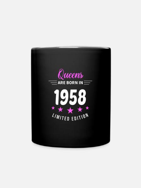 QUEENS ARE BORN IN 1958 - Full Colour Mug - black