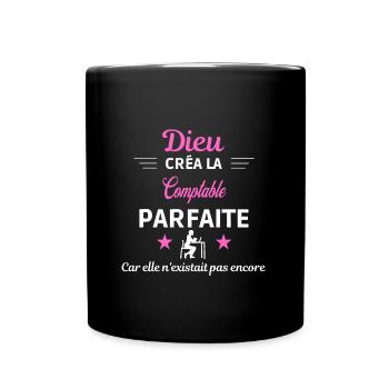 dieu créa la parfaite humour Comptable - Mug uni - noir - Devant