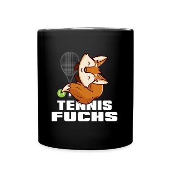 Tennismatch Tennisfuchs spielt Tennis "Matchball" - Tasse einfarbig - Schwarz - Vorne