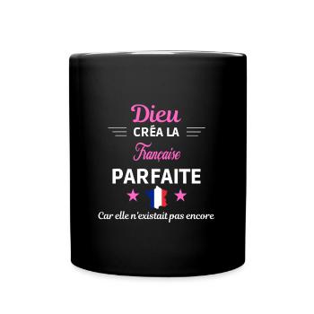 dieu créa la parfaite humour Française - Mug uni - noir - Devant