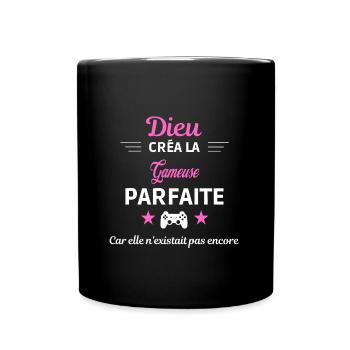 dieu créa la parfaite humour Gameuse - Mug uni - noir - Devant