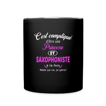 c'est compliqué princesse et saxophoniste - Mug uni - noir - Devant