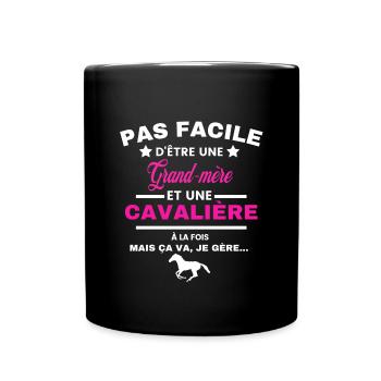 pas facile d'être cavalière et Grand-mère - Mug uni - noir - Devant