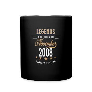 Legends are born in November 2008 - Full Colour Mug - black - Front