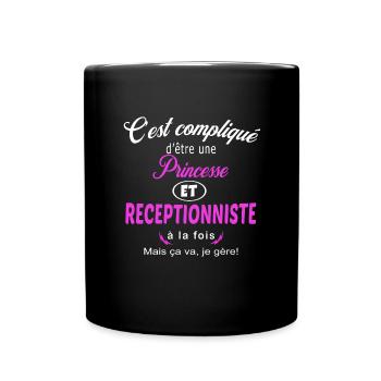 c'est compliqué princesse et receptionniste - Mug uni - noir - Devant