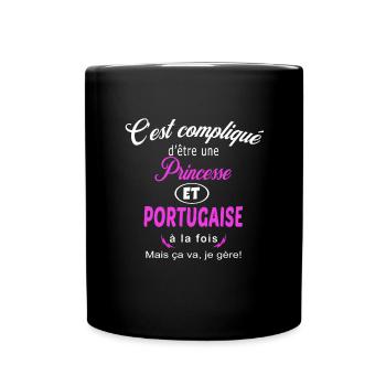 c'est compliqué princesse et Portugaise - Mug uni - noir - Devant