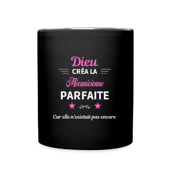 dieu créa la parfaite humour Mécanicienne - Mug uni - noir - Devant