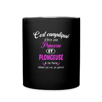 c'est compliqué princesse et plongeuse - Mug uni - noir - Devant