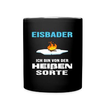 Eisbad Winterschwimmen "heißer Eisbader" - Tasse einfarbig - Schwarz - Vorne