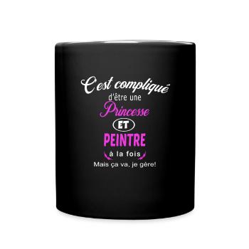 c'est compliqué princesse et peintre - Mug uni - noir - Devant