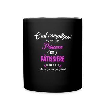 c'est compliqué princesse et pâtissière - Mug uni - noir - Devant
