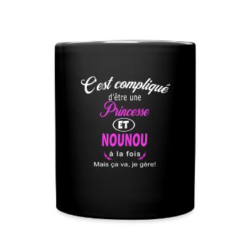 c'est compliqué princesse et nounou - Mug uni - noir - Devant