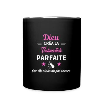 dieu créa la parfaite humour Violoncelliste - Mug uni - noir - Devant
