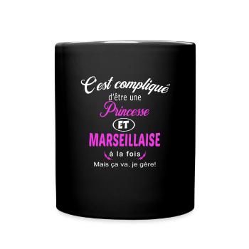 c'est compliqué princesse et Marseillaise - Mug uni - noir - Devant