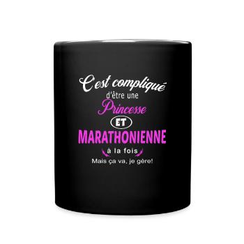 c'est compliqué princesse et marathonienne - Mug uni - noir - Devant