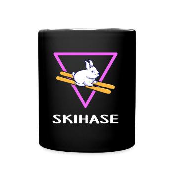 skifahrer alpin ski skihase hüttengaudi - Tasse einfarbig - Schwarz - Vorne