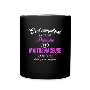 c'est compliqué princesse et maitre nageuse - Mug uni - noir - Devant