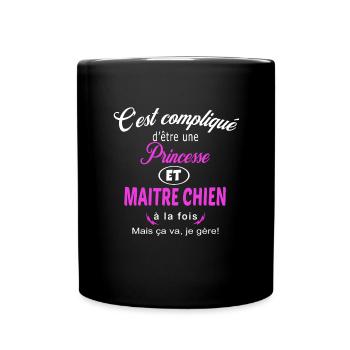 c'est compliqué princesse et maitre chien - Mug uni - noir - Devant