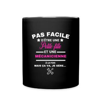 pas facile d'être mécanicienne et Petite-fille - Mug uni - noir - Devant