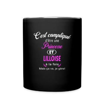 c'est compliqué princesse et Lilloise - Mug uni - noir - Devant