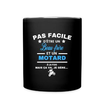 pas facile d'être motard et Beau-frère - Mug uni - noir - Devant