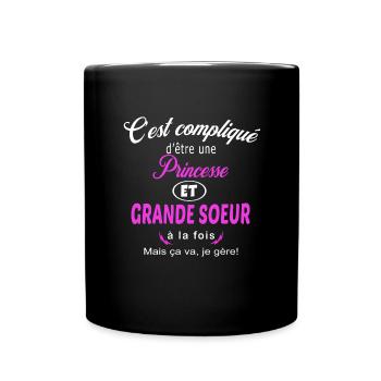 c'est compliqué princesse et grande soeur - Mug uni - noir - Devant