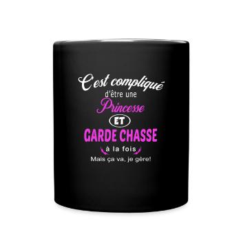c'est compliqué princesse et garde chasse - Mug uni - noir - Devant