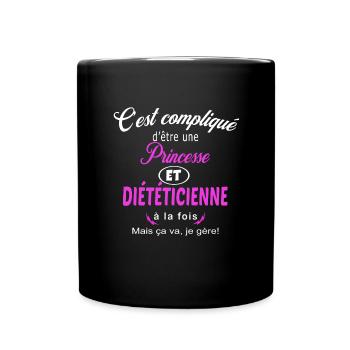 c'est compliqué princesse et diététicienne - Mug uni - noir - Devant