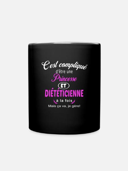 c'est compliqué princesse et diététicienne - Mug uni - noir
