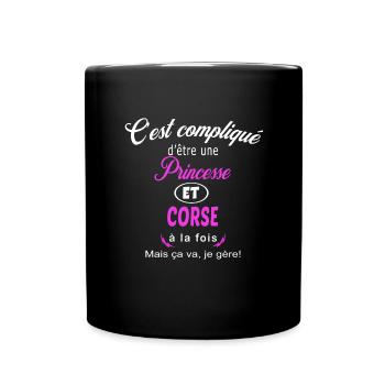 c'est compliqué princesse et Corse - Mug uni - noir - Devant