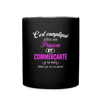 c'est compliqué princesse et commerçante - Mug uni - noir - Devant