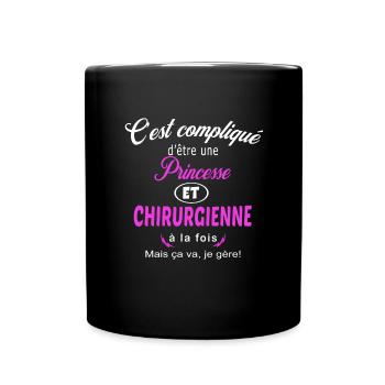 c'est compliqué princesse et chirurgienne - Mug uni - noir - Devant