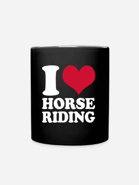 Cavalier d’équitation Fille de cheval J’aime l’équitation - Mug uni - noir