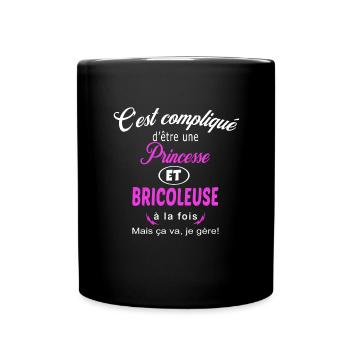 c'est compliqué princesse et bricoleuse - Mug uni - noir - Devant