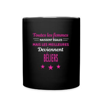 femmes naissent les meilleurs béliers - Mug uni - noir - Devant