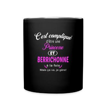 c'est compliqué princesse et Berrichonne - Mug uni - noir - Devant