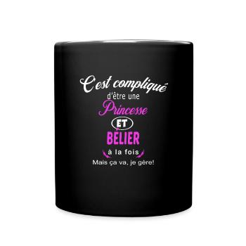 c'est compliqué princesse et bélier - Mug uni - noir - Devant