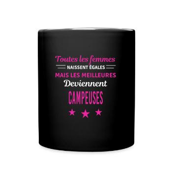 femmes naissent les meilleurs campeuses - Mug uni - noir - Devant