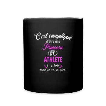 c'est compliqué princesse et athlète - Mug uni - noir - Devant