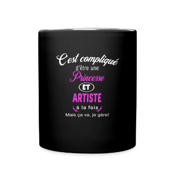 c'est compliqué princesse et artiste - Mug uni - noir - Devant