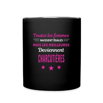 femmes naissent les meilleurs charcutières - Mug uni - noir - Devant