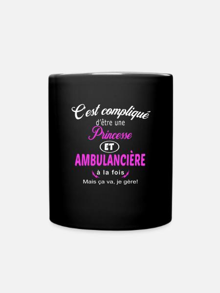 c'est compliqué princesse et ambulancière - Mug uni - noir