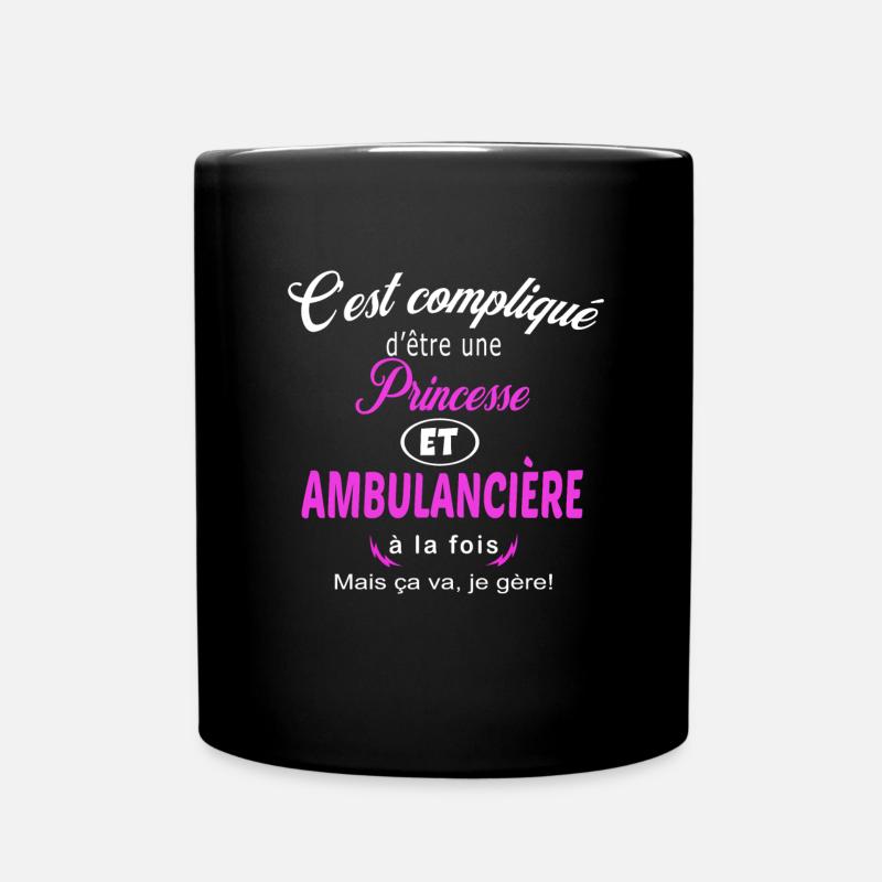 c'est compliqué princesse et ambulancière - Mug uni - noir